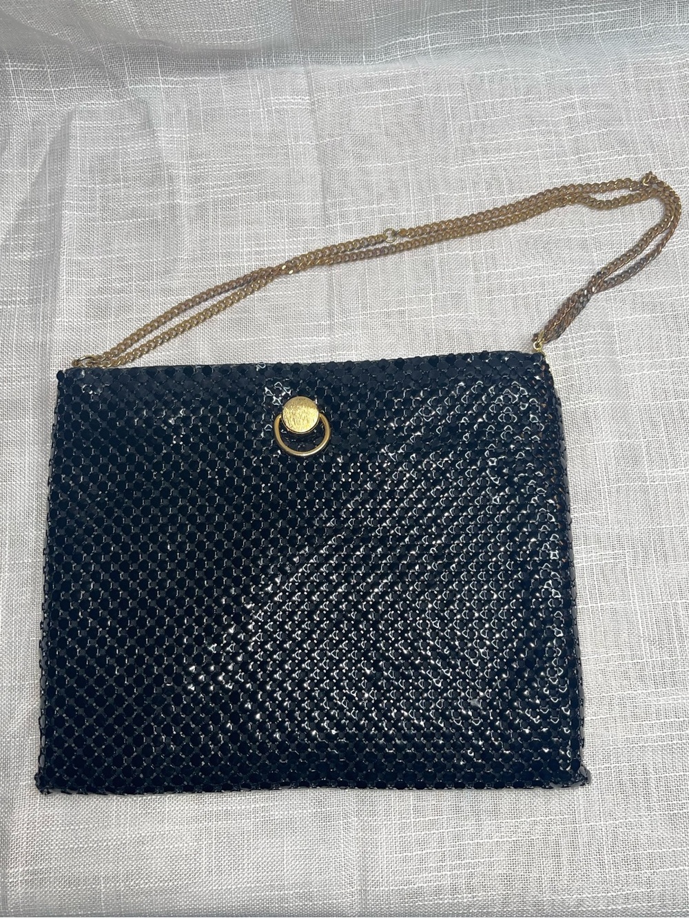 Vintage 70’s-80’s Black Metal Mesh Chain-Strap Evening Bag